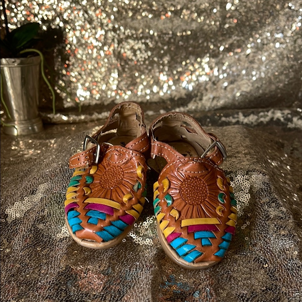 Colorful Leather Woven Sandals